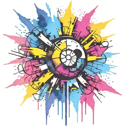 Spray Painted Circular Explosion Punk Themed