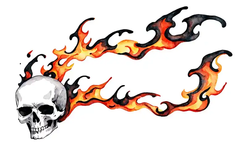 Black Flames With Shadow Skulls