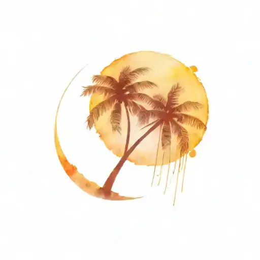 Moon And Palm Tree