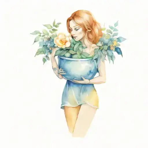 Young Lady Holding Flower Pot