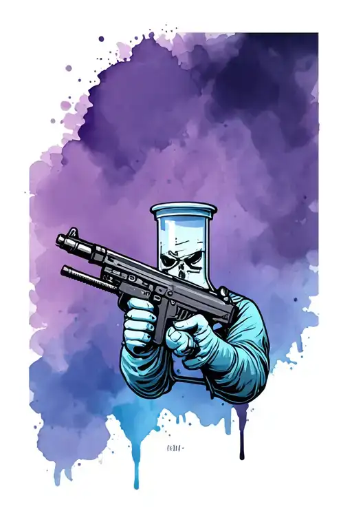 Beaker Holding A Machine Gun