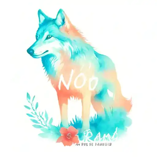 Wolf Above Red Paint With The Words No Raind Above A Skull With No Flowers Below