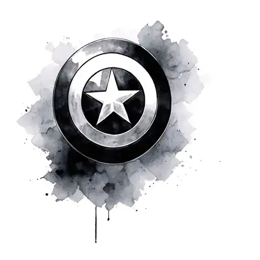 Captain America Shield With Hexagon Background Black