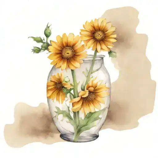 Corn Marigold In Broken Vase