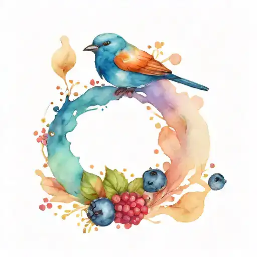 Blueberry And Semi Colon With A Bird