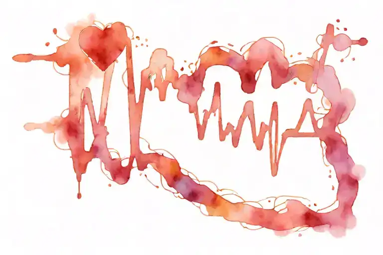 Heartbeat Symbol Connected To A Heart Shape