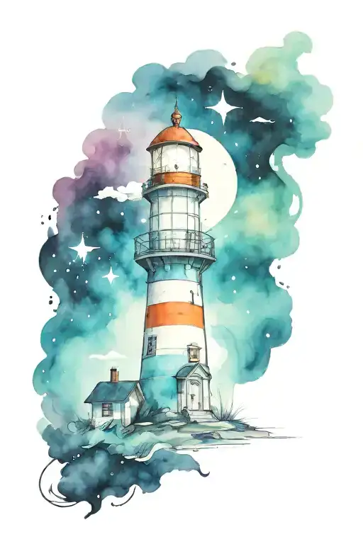 Lighthouse And Deep Space Skelton Hand