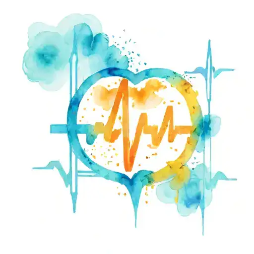 Heartbeat Line Mixed With Love Symbols