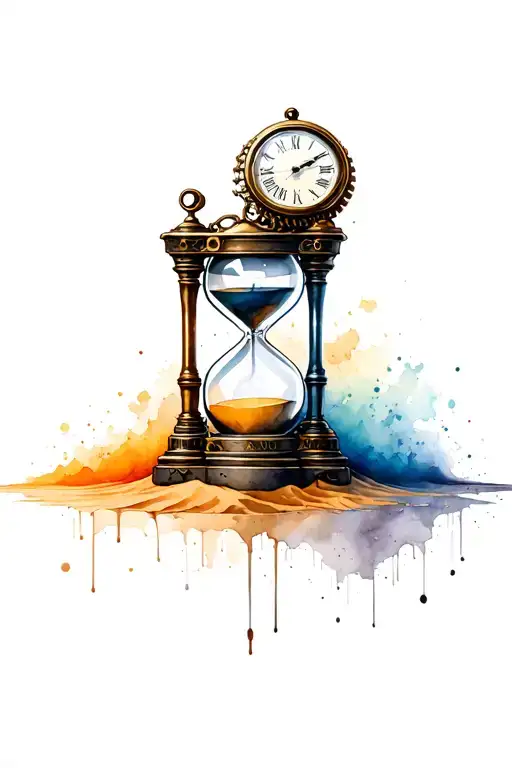 Steampunk Hourglass Digital Clock On Top And Sand Tombstone On The Bottom