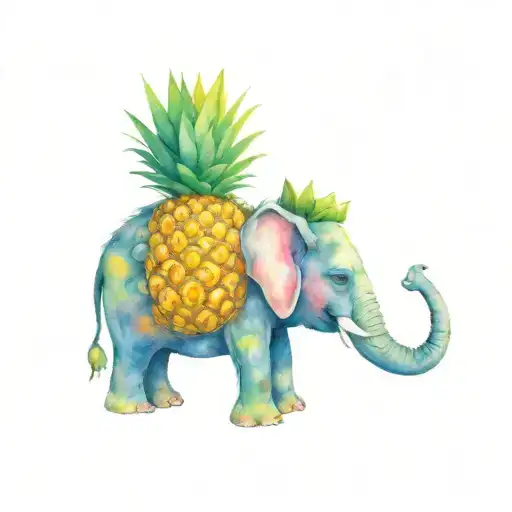 Elephant Dressed As A Pineapple Wearing A Crown