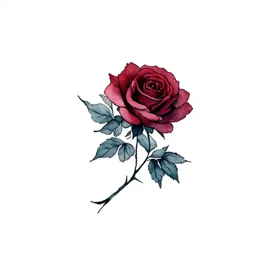 Burgundy Knitted Rose Tattoo