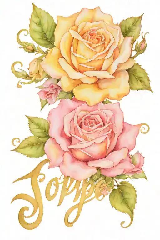 The Word Sophie In Old English Script With 7 Roses