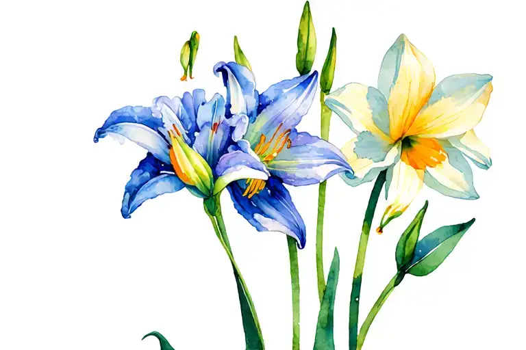 Lily And Tulip Daffodil Bluebell Flower Design