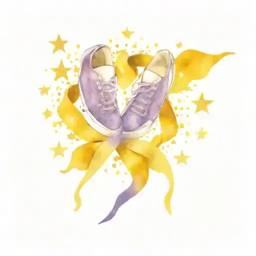 Create A Design Of A Purple Cancer Awareness Ribbon With Six Gold Stars And A Running Sneaker