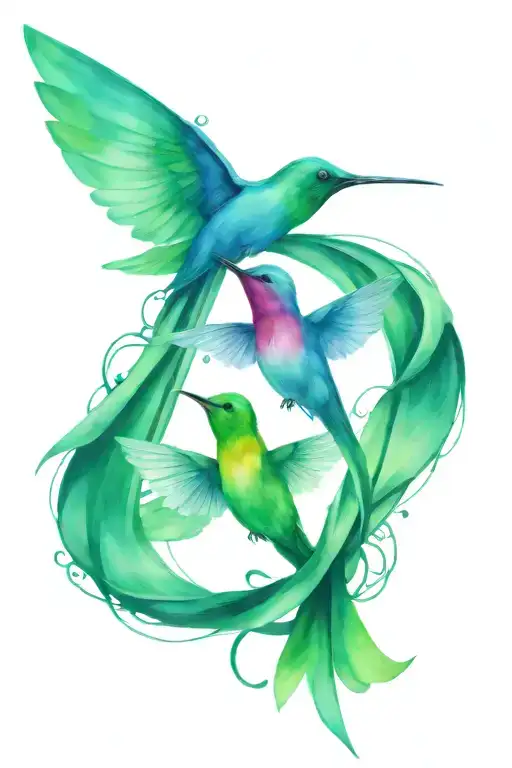 Hummingbird Cancer Ribbon Intertwined