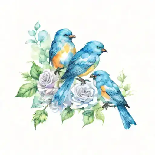 Roses And Love Birds