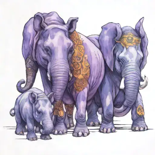Purple Hippo And Blue Elephant