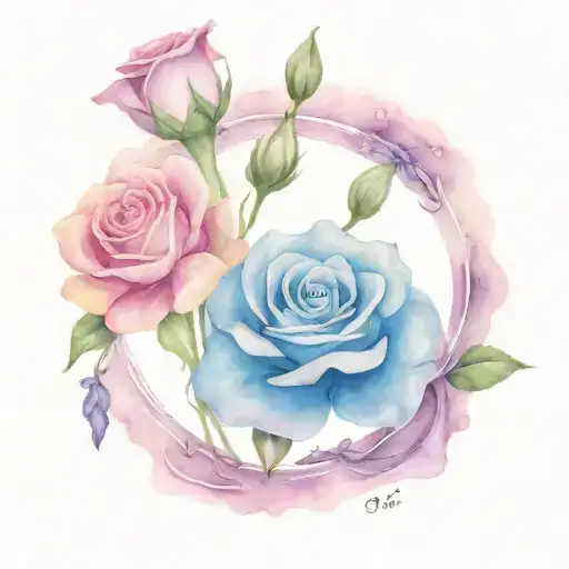 Lavender Flower And A Rose With Gemini Sign