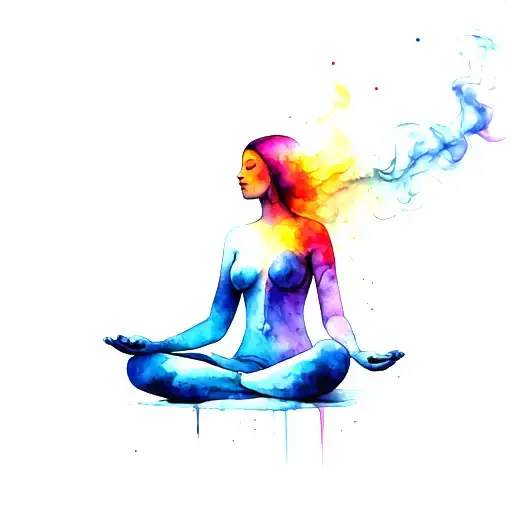 Mediating Abstract Figure Facing Fornt With Smoke Like Flow