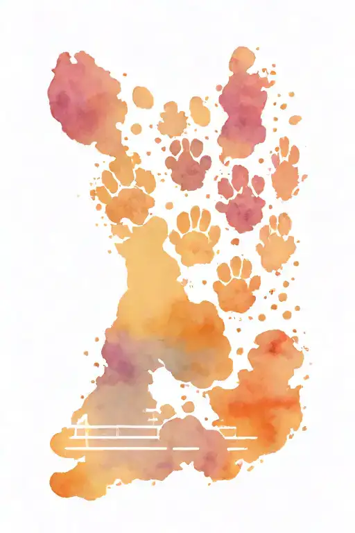 Dog Paw Print With Sunset And Bridge In The Paw Print