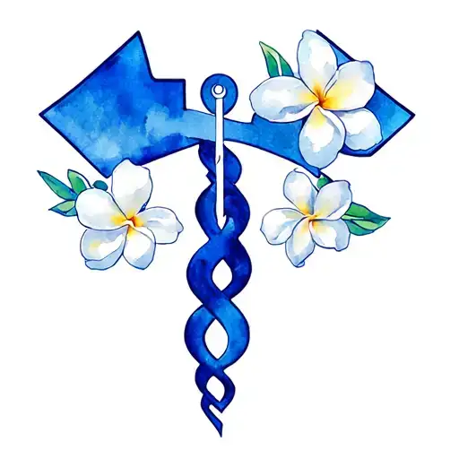 An Emt Symbol With Plumerias As A Border