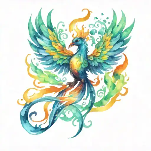 Phoenix Rising From Flames Engulfing