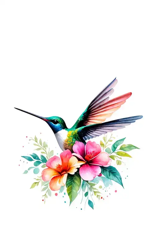 Humming Bird Exotic Flowers Smoky