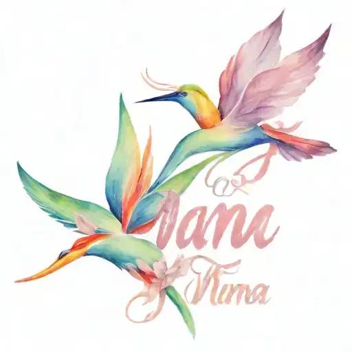 The Flower The Bird Of Paradise With The Word Mama A Dove And A Heart
