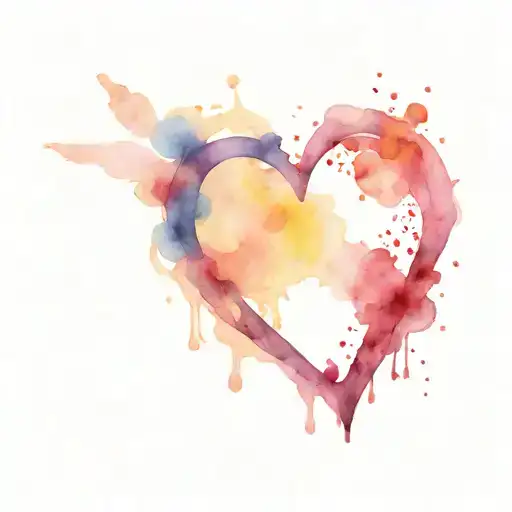 Heart Made With With Point Ending In Semi Colon Water Colours In Background