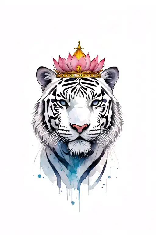 White Tiger With A Crown With A Lotus