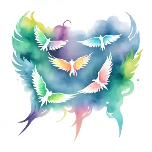 Rainbow Wings From Both Sides