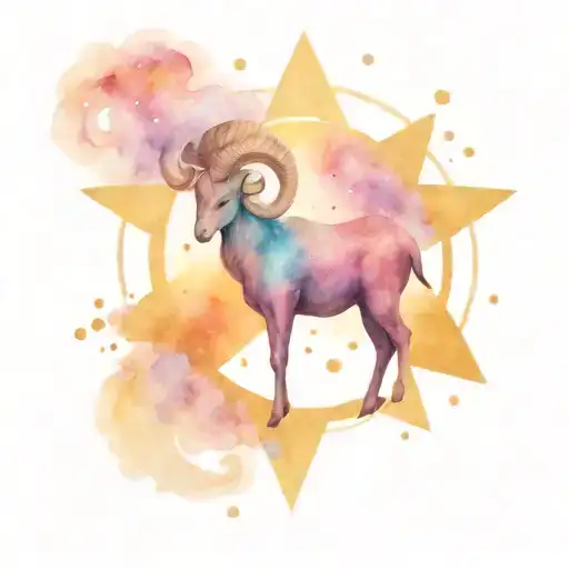 Aries Star Sign Symbol Surrounded By Pink Blue And Purple Galaxy