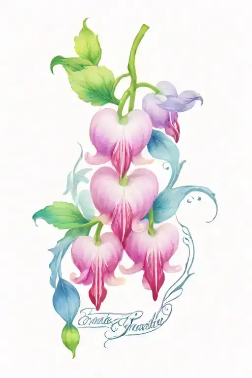 Dainty Bleeding Hearts Flower With Text