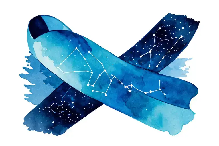 Thyroid Cancer Ribbon With Constellations