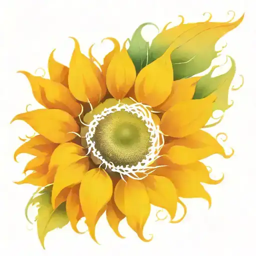 Sunflower Spine Tattoo Design Combining Elements