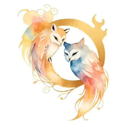 Owl And Fox Yin Yang Style