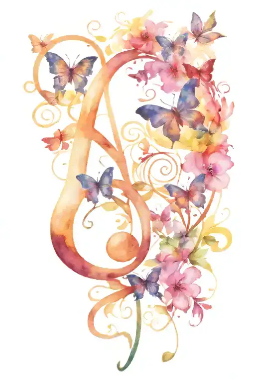 Butterfly's Hearts An Music Note Intertwined And A Angelic Theme