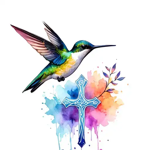 Hummingbird And A Cross Intertwined