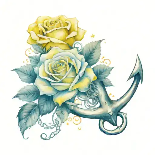 Yellow Rose And Anchor Wrapped