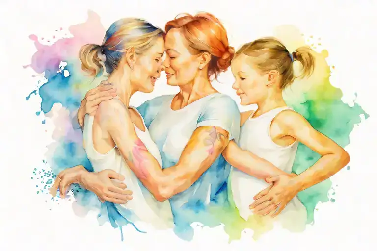 Mother And Daughter Surrounded