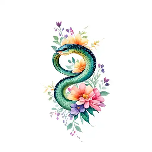 Snake Made Of Flowers Intertwined