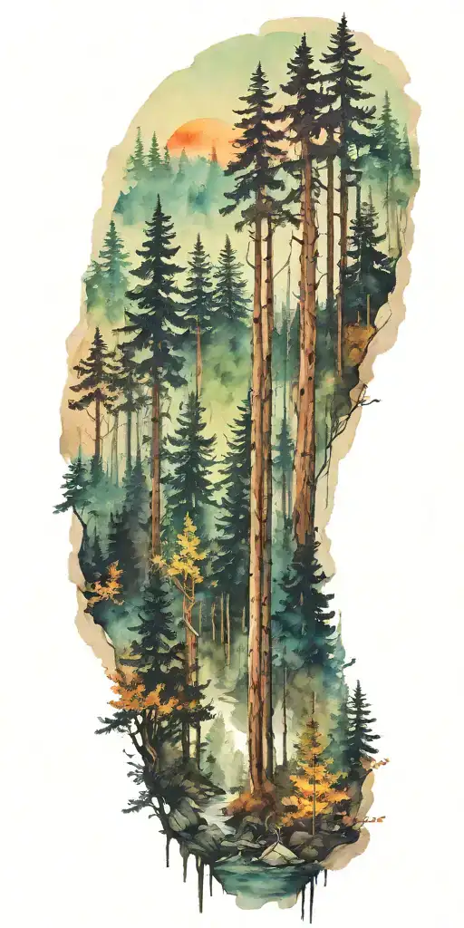 Forest Scene With A Hidden Silhouette