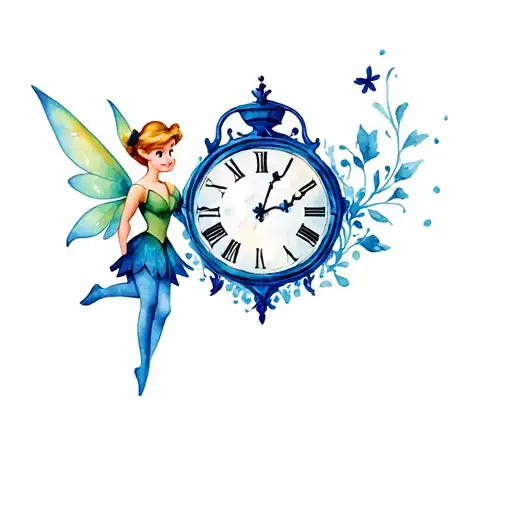 Peterpan & Tinkerbell And Clock Disney