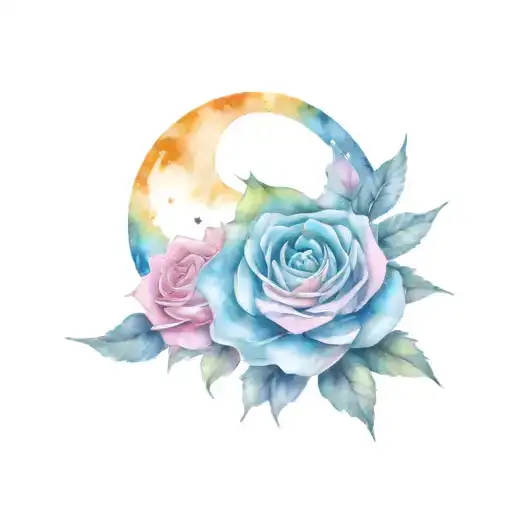 Mandala Roses And Stars With Moon