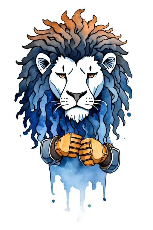 Standing Human Lion With Locs Wearing Burner Gloves