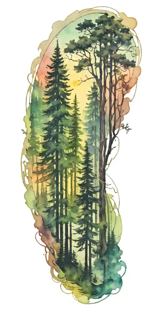 Forest Scene With A Hidden Silhouette