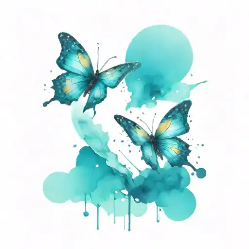 Butterflies Flying Out Of A Broken Heart In A Chain