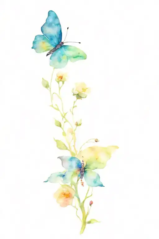 A Butterfly Where Half Of The Butterfly Is The Skeleton Of A Butterfly With Flowers In It