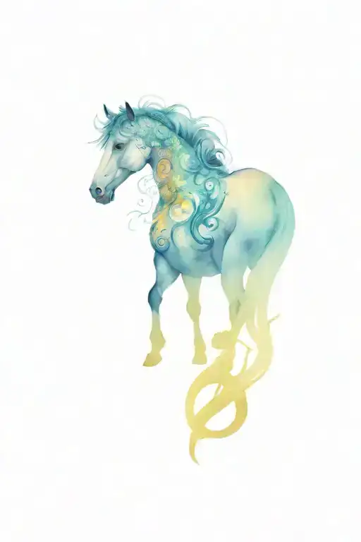 Horse With Eight Legs And Giant Serpent World Tree For Back