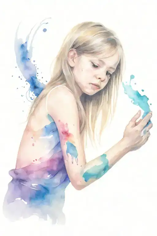 Depression Taking Over Little Girl Holding